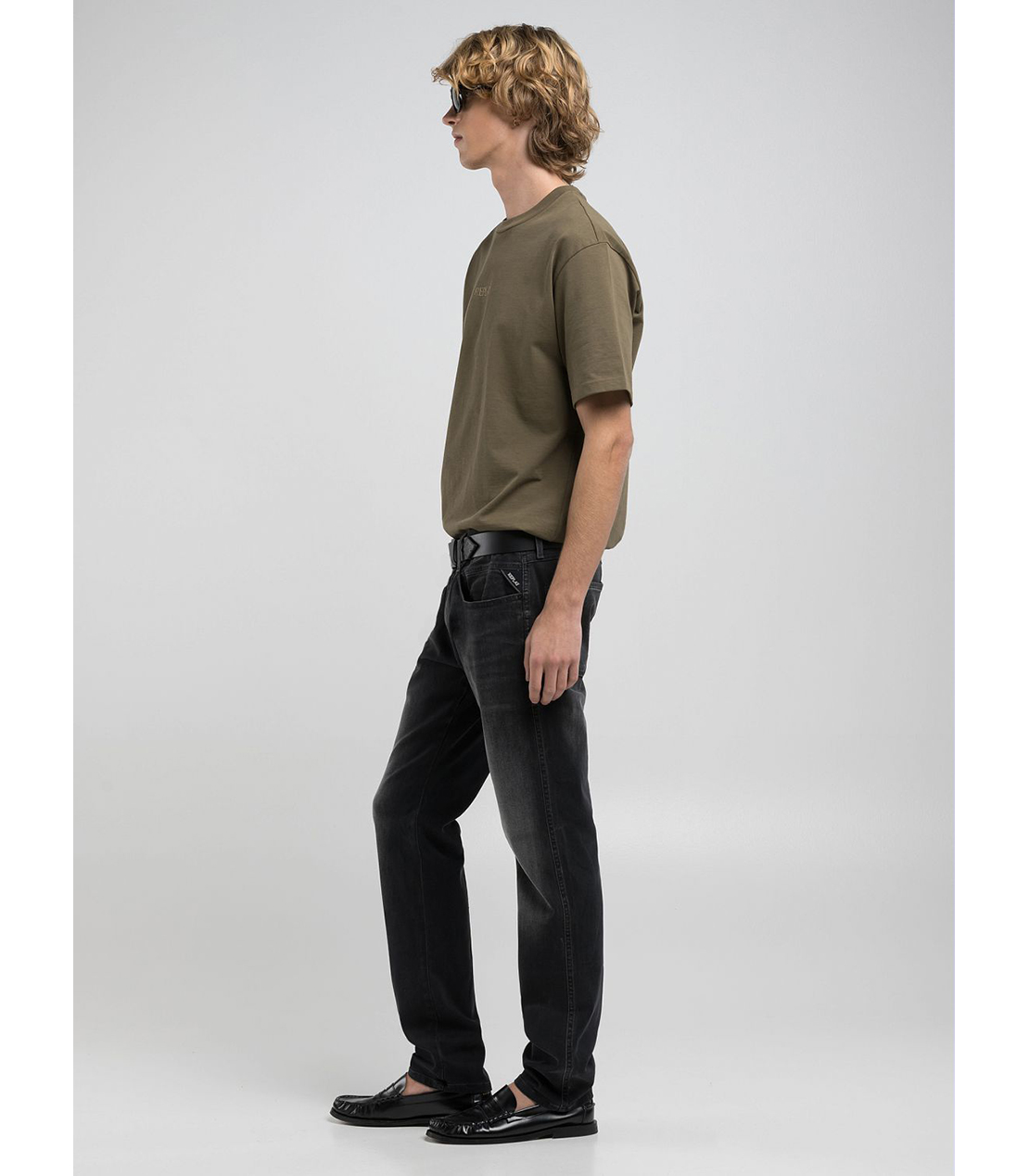 スリム ANBASS Hyperflex Re-used スーパーストレッチデニム 詳細画像 ブラック 4